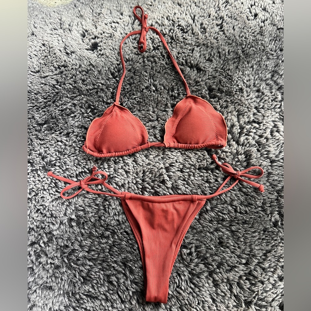Somerfield Swim Brown Bikini Set Triangle Top Minimal Coverage